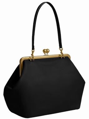 Coach Kisslock Oversized Black Frame-Top Satchel Handbag with Gold Hardware- NWT